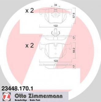 Задні тормозні (гальмівні) колодки otto Zimmermann GmbH 23448.170.1