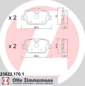 Задние тормозные колодки otto Zimmermann GmbH 23623.170.1
