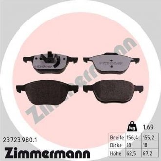 Тормозные колодки otto Zimmermann GmbH 23723.980.1