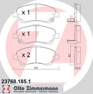Передні тормозні (гальмівні) колодки otto Zimmermann GmbH 23768.185.1