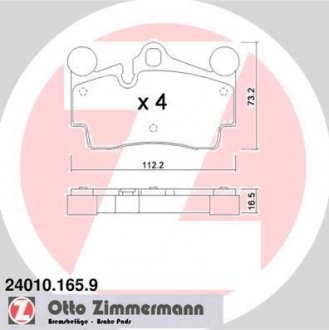 Задні тормозні (гальмівні) колодки otto Zimmermann GmbH 24010.165.9