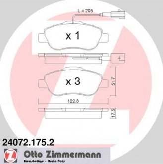 Тормозні (гальмівні) колодки otto Zimmermann GmbH 24072.175.2