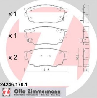 Тормозні (гальмівні) колодки otto Zimmermann GmbH 24246.170.1
