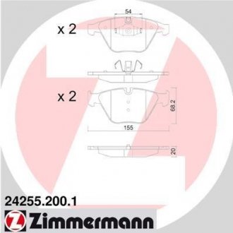Передні тормозні (гальмівні) колодки otto Zimmermann GmbH 24255.200.1