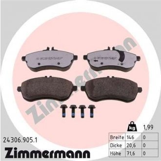 Тормозні (гальмівні) колодки otto Zimmermann GmbH 24306.905.1