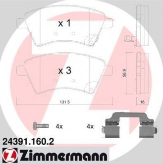 Передні тормозні (гальмівні) колодки otto Zimmermann GmbH 24391.160.2