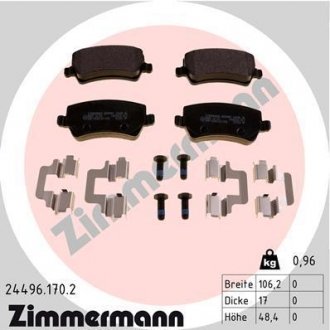 Задні тормозні (гальмівні) колодки otto Zimmermann GmbH 24496.170.2