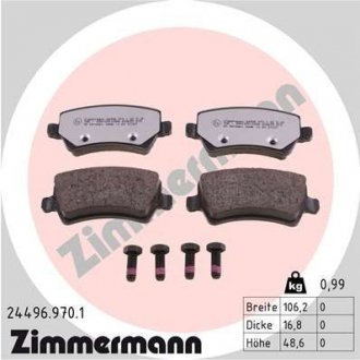 Тормозні (гальмівні) колодки otto Zimmermann GmbH 24496.970.1