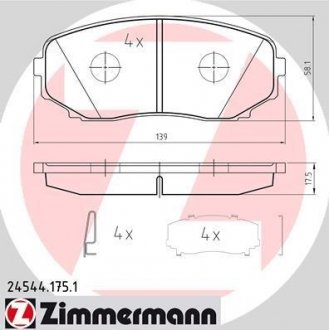 Тормозні (гальмівні) колодки otto Zimmermann GmbH 24544.175.1