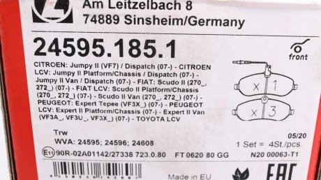 Передні тормозні (гальмівні) колодки otto Zimmermann GmbH 245951851