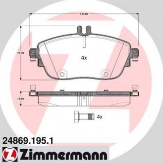 Передні тормозні (гальмівні) колодки otto Zimmermann GmbH 24869.195.1
