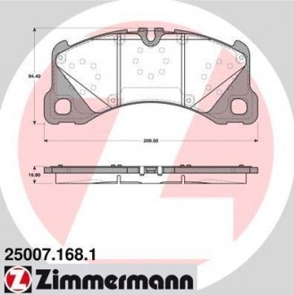 Передние тормозные колодки otto Zimmermann GmbH 25007.168.1