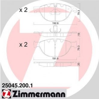 Тормозные колодки otto Zimmermann GmbH 25045.200.1