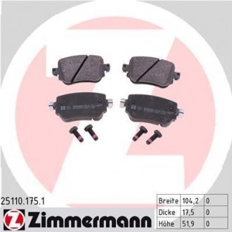 Тормозні (гальмівні) колодки otto Zimmermann GmbH 25110.175.1