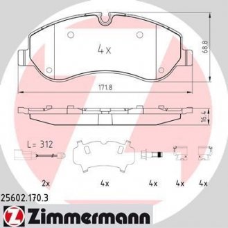 Передні тормозні (гальмівні) колодки otto Zimmermann GmbH 25602.170.3