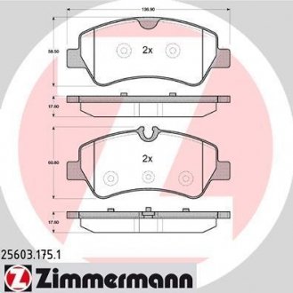 Тормозні (гальмівні) колодки otto Zimmermann GmbH 25603.175.1