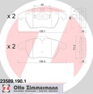 Передні тормозні (гальмівні) колодки otto Zimmermann GmbH 23589.190.1