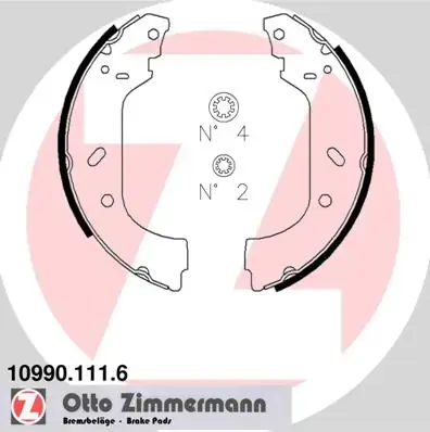Колодки ручного (стоячого) тормоза otto zimmermann gmbh 109901116