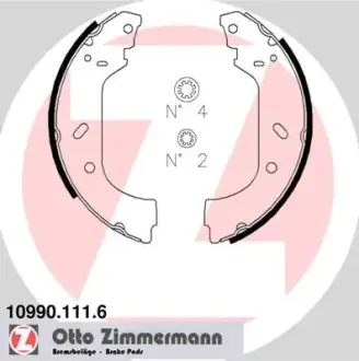 Колодки ручного (стоячого) тормоза otto zimmermann gmbh 109901116