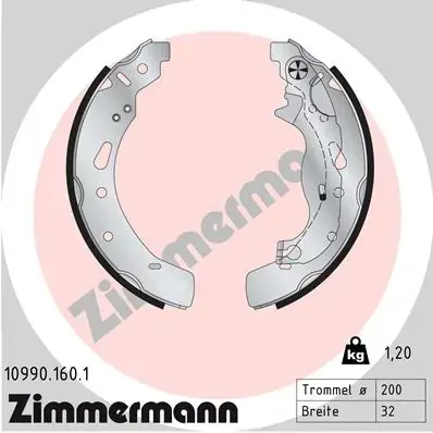 Колодки ручного (стоячого) тормоза otto zimmermann gmbh 109901601