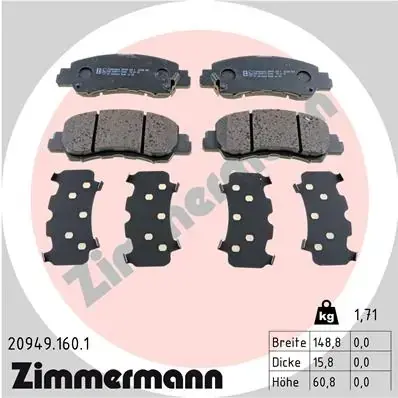 Колодки ручного (стоячого) тормоза otto zimmermann gmbh 209491601
