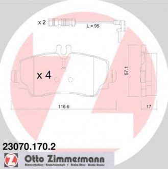 Тормозні (гальмівні) колодки otto Zimmermann GmbH 23070.170.2