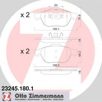 Тормозні (гальмівні) колодки otto Zimmermann GmbH 23245.180.1