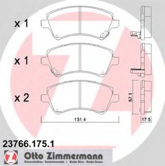 Тормозні (гальмівні) колодки otto Zimmermann GmbH 23766.175.1