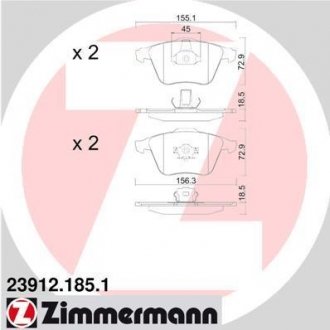 Тормозні (гальмівні) колодки otto Zimmermann GmbH 23912.185.1