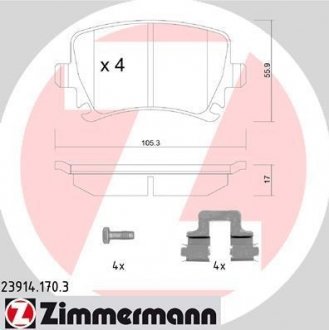Тормозные колодки otto Zimmermann GmbH 23914.170.3
