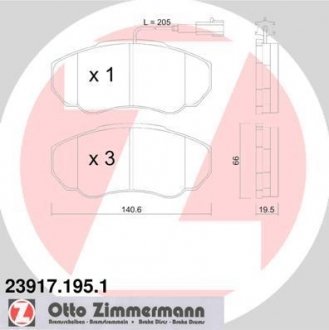 Тормозні (гальмівні) колодки otto Zimmermann GmbH 23917.195.1