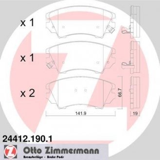 Тормозні (гальмівні) колодки otto Zimmermann GmbH 24412.190.1