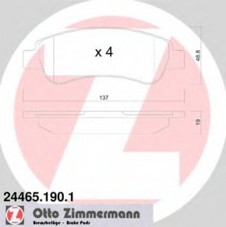 Тормозні (гальмівні) колодки otto Zimmermann GmbH 24465.190.1