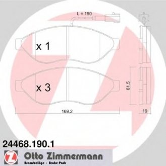 Тормозні (гальмівні) колодки otto Zimmermann GmbH 24468.190.1