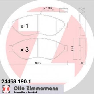 Тормозные колодки otto Zimmermann GmbH 24468.190.1