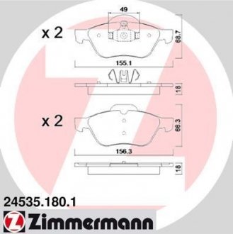 Тормозні (гальмівні) колодки otto Zimmermann GmbH 24535.180.1