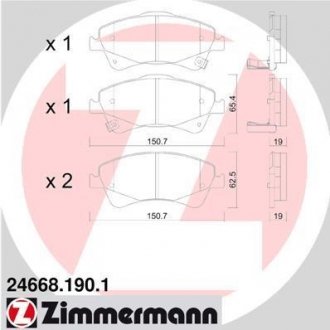 Тормозні (гальмівні) колодки otto Zimmermann GmbH 24668.190.1