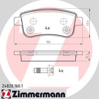 Тормозні (гальмівні) колодки otto Zimmermann GmbH 24820.160.1