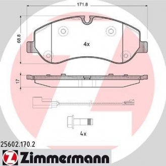 Тормозні (гальмівні) колодки otto Zimmermann GmbH 25602.170.2