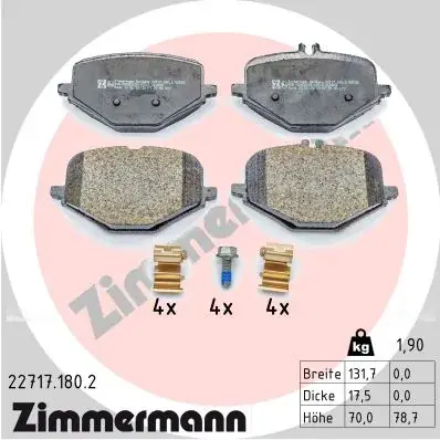 Комплект гальмівних колодок otto zimmermann gmbh 22717.180.2