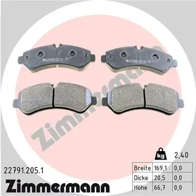 Комплект гальмівних колодок otto zimmermann gmbh 22791.205.1