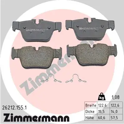 Комплект гальмівних колодок otto zimmermann gmbh 26212.155.1