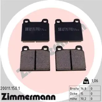 Передние тормозные колодки otto zimmermann gmbh 200111501