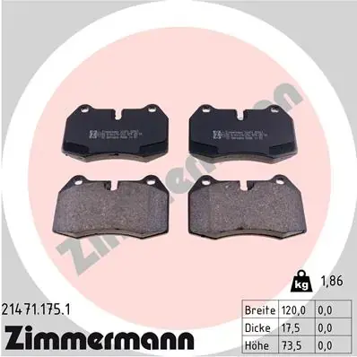Передні тормозні (гальмівні) колодки Otto Zimmermann GmbH 214711751 (фото 1)