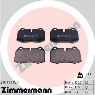Передние тормозные колодки otto zimmermann gmbh 214711751