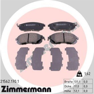 Передні тормозні (гальмівні) колодки otto Zimmermann GmbH 215621701