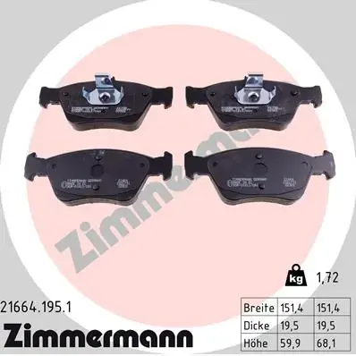 Передние тормозные колодки otto zimmermann gmbh 216641951