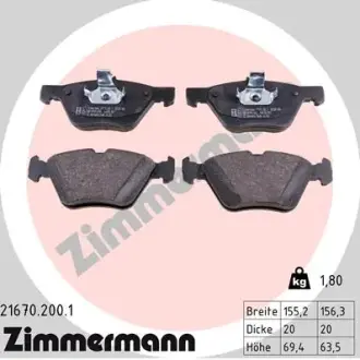 Передні тормозні (гальмівні) колодки Otto Zimmermann GmbH 216702001