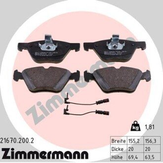 Передні тормозні (гальмівні) колодки otto Zimmermann GmbH 216702002