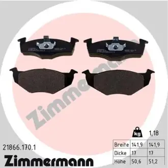 Передние тормозные колодки otto zimmermann gmbh 21866.170.1